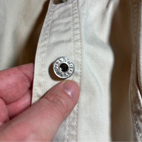 Vintage Y2K Khaki Guess Jacket Women's XL Cotton Blend Arm Pocket Retro - Picture 5 of 11